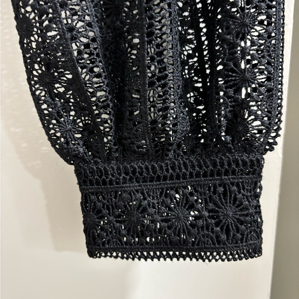 All Saints Black Lace Long Sleeve Blouse Sz 8 - Picture 5 of 8